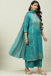 Navy Cotton Straight Kurta Palazzo Suit Set image number 5