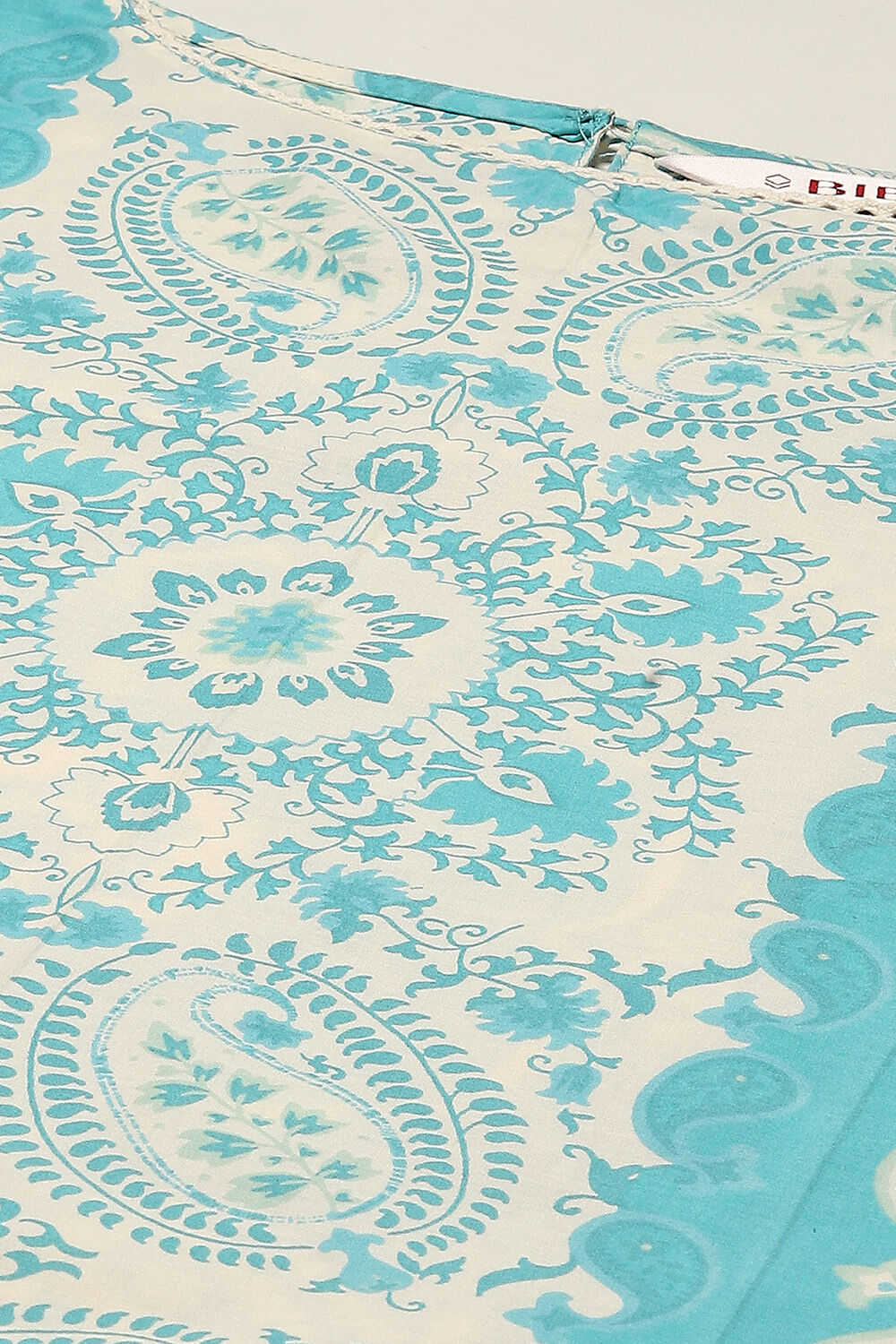 Blue Cotton Straight Printed Kurta image number 1