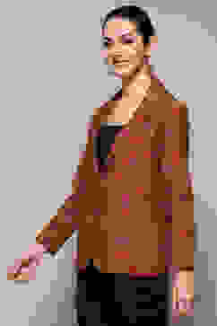 Mustard Poly Viscose Straight Printed Jacket image number 2