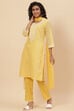 Yellow Art Silk Straight Kurta Regular Pant Suit Set image number 5