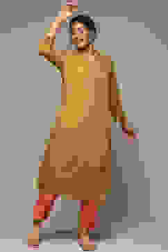 Olive Pink LIVA Straight Yarndyed Kurta image number 0