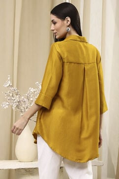 Ochre Yellow Dyed High-Low Shirt image number 3