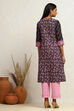Black and Pink Cotton Printed Straight Suit Set image number 4