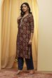 Maroon Polyester Straight Kurta image number 2