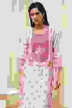 Pink Cotton Printed Straight Kurta image number 1