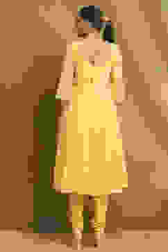 Yellow Embroidered Anarkali Suit Set image number 4