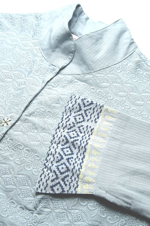 Light Purple Cotton Asymmetric Kurta Churidar Suit Set image number 1