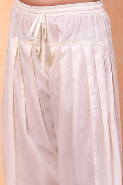 Orange and White Cotton Printed Straight Suit Set image number 2