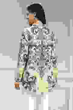 Off-White and Blue Printed Relaxed Fit Shirt image number 3