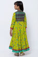 Lime Green Cotton Asymmetric Kurta Churidar Suit Set image number 4