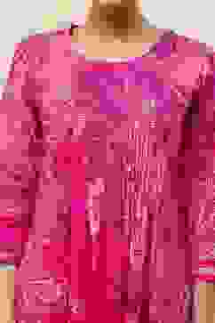 Pink Cotton Printed Pleated Kurta Set image number 1