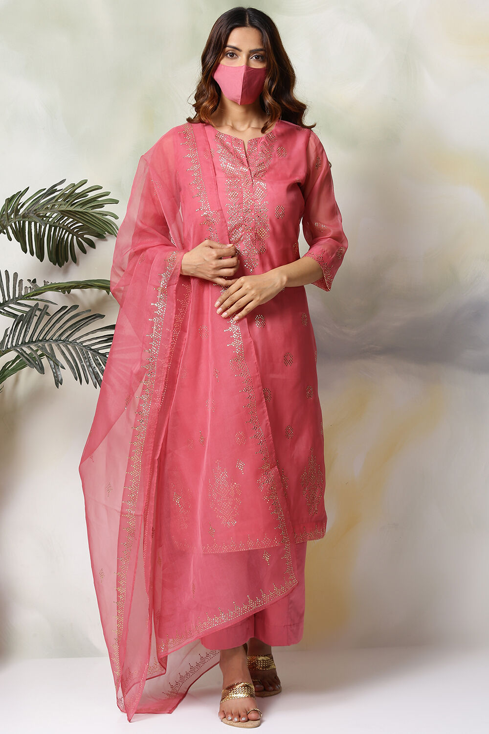 Lime Green Art Silk Straight Kurta Flared Palazzo Suit Set image number 6