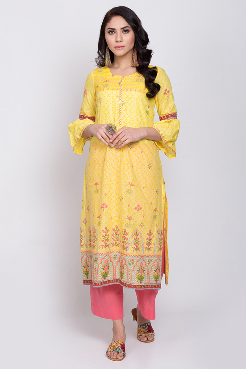 Yellow Straight Kurta image number 0