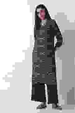 Navy Viscose Lycra Relaxed Palazzos image number 6