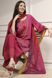 Pink Viscose Rayon Straight Printed Suit Set image number 0