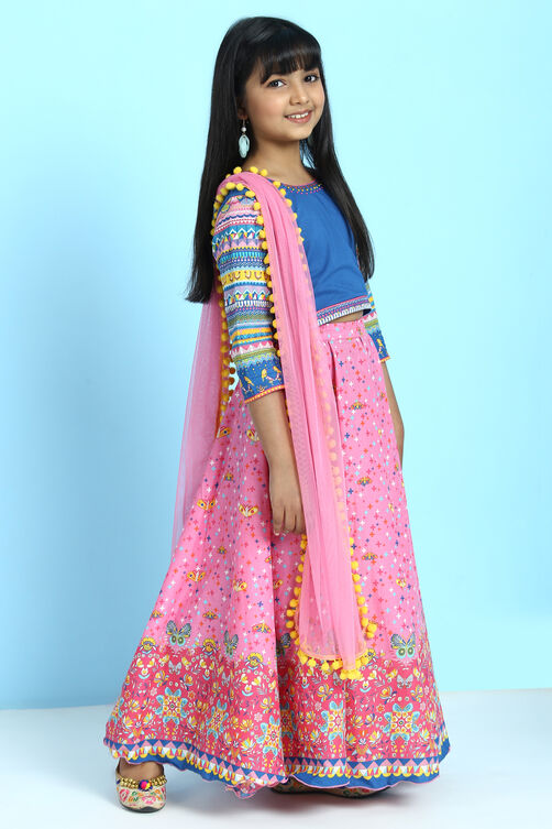 Pink Cotton Lehenga Set image number 5