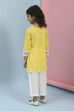 Yellow and White Cotton Printed Kurta Set image number 4
