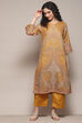 Yellow Cotton Blend Straight Yarndyed 2 Piece Set