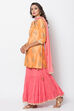 Orange Poly Cotton Straight Suit Set image number 3