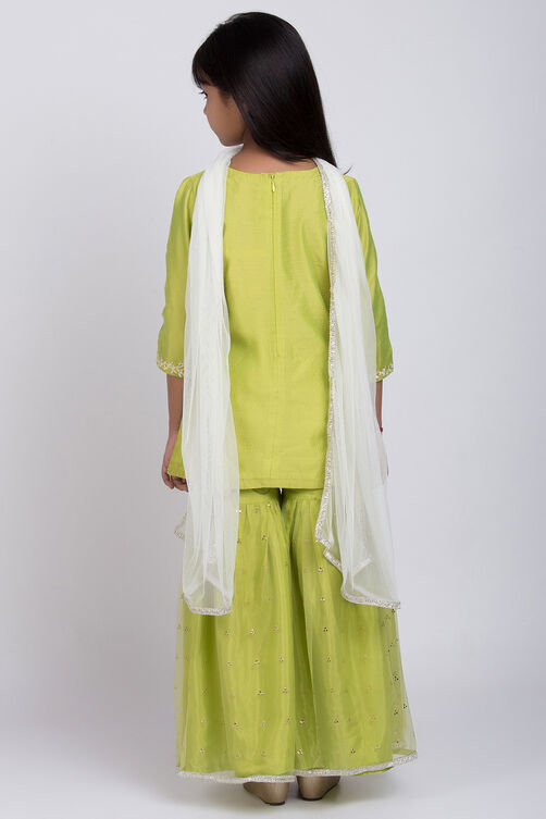 Green Poly Modal Garara Kurta Garara Suit Set image number 4