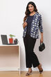 Indigo LIVA Printed Blazer Set