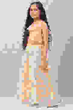 Off White Art Silk Layered Lehenga Set image number 3