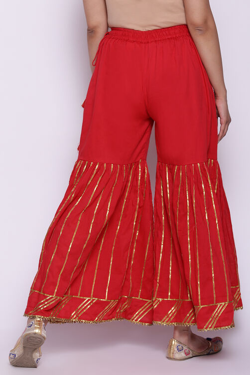 Crimson Red Cotton Sharara image number 5