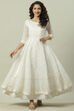 Off White Art Silk Anarkali Printed Dress