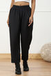 Black Solid Mid-Rise Regular Pants image number 4