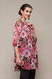 Black Polyester Straight Printed Top image number 4