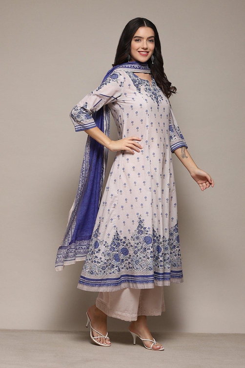 Red Cambric Kalidar Printed Kurta Palazzo Suit Set image number 6