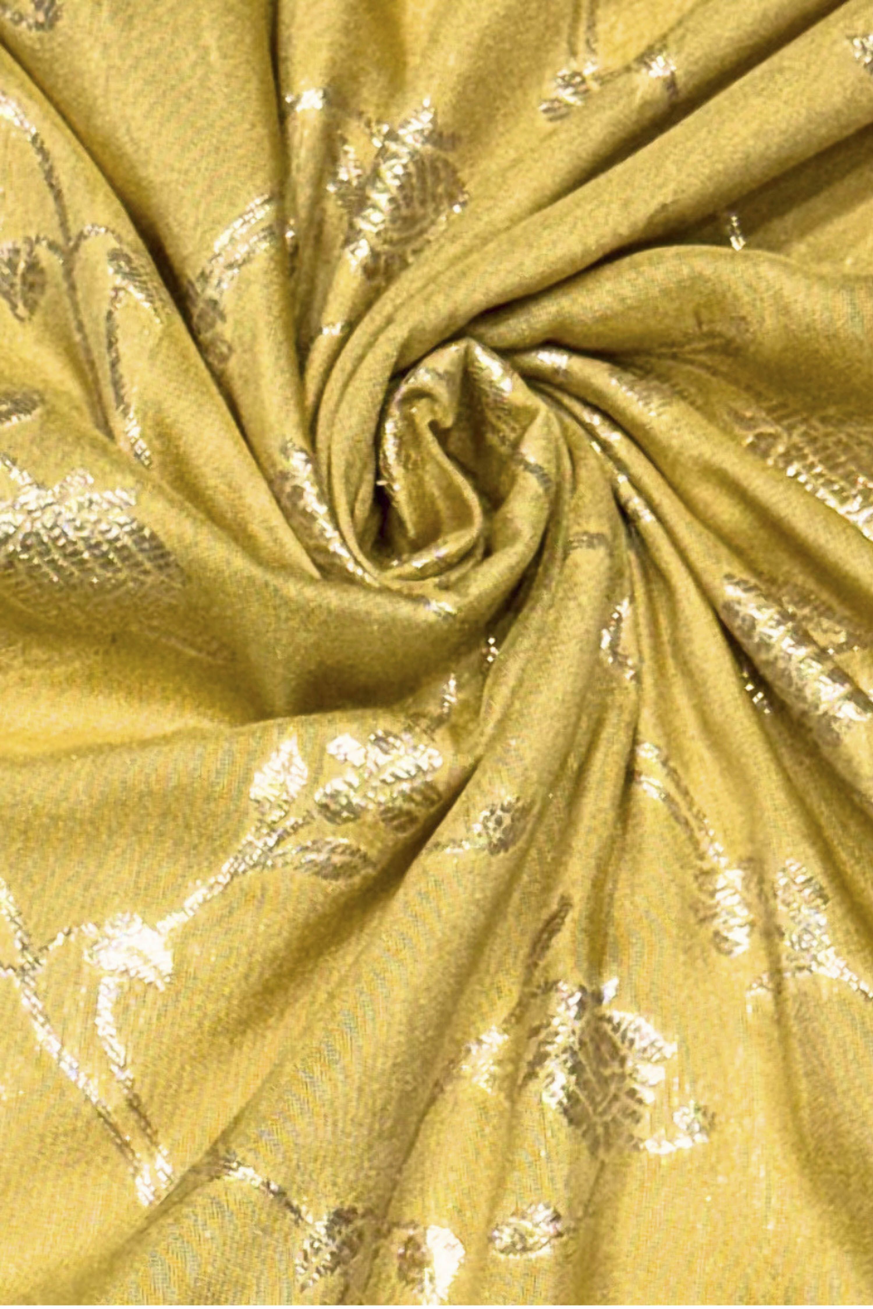 Yellow Jacquard Traditional Weaving Unstitched Suit Set image number 2