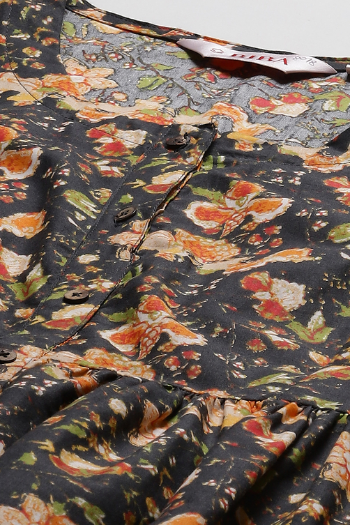 Blue Cotton Gathered Kurta Pants 2 Piece Set image number 1