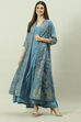 Charcoal Art Silk with Cape Printed Dress image number 0