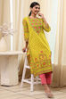 Green Cotton Printed Straight Kurta image number 0