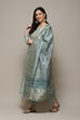 Sky Blue Chanderi Hand Embroidered Unstitched Suit Set image number 6