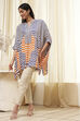Blue and White Printed Kaftan Short Kurta image number 0