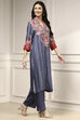 Blue Viscose Rayon Straight Printed Suit Set image number 5