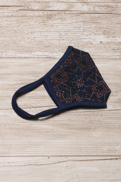 Blue Cotton Printed Face Mask image number 1
