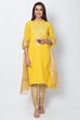Blue Cotton And Viscose A-Line Solid Kurta image number 2