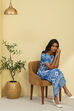 Blue Printed Straight Kurta Set image number 0