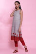 Red Cotton Sleeveless Printed Kurta image number 3