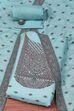 Sky Blue Chanderi Unstitched Suit Set image number 0