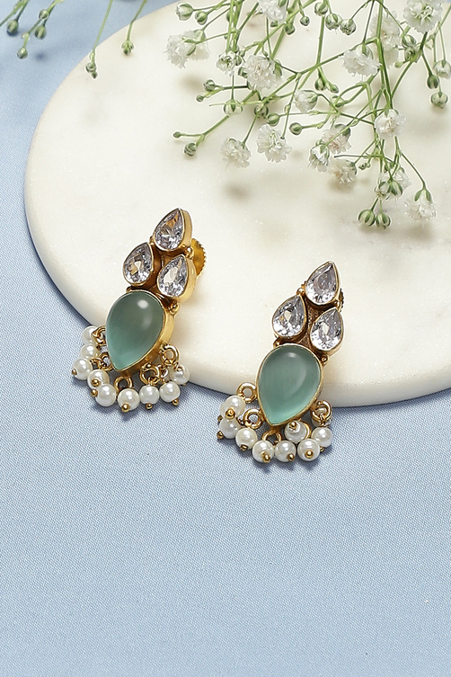 Green Brass Earrings image number 0