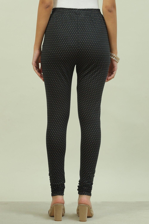 Black Cotton Blend Churidar image number 4