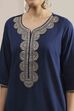 Blue Cotton Straight Dyed Suit Set image number 1