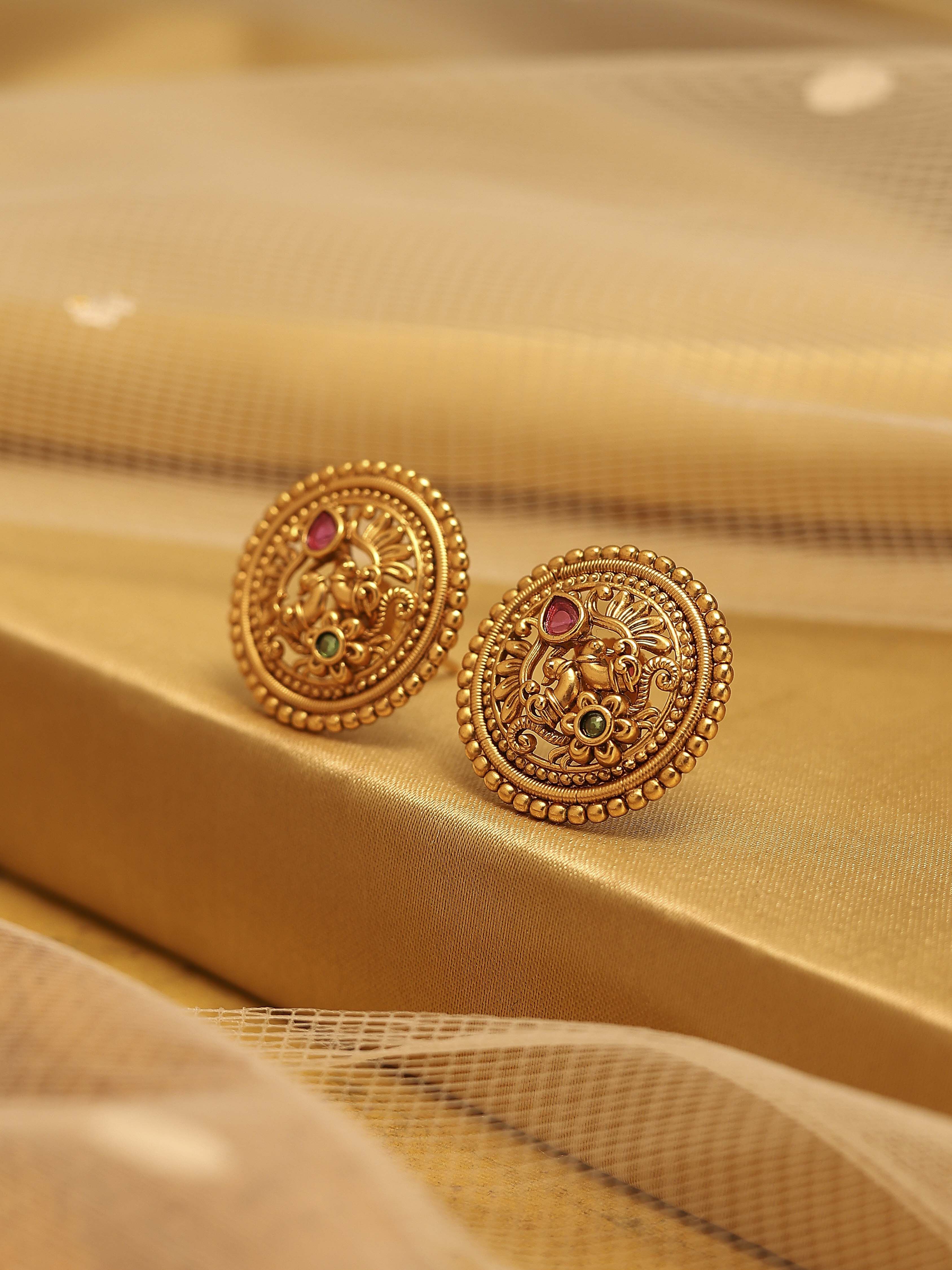 biba Pink Gold Plated Brass Stud EarringsPink Gold Plated Brass Stud Earrings-picture-227