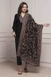 Black Cotton Blend Yarndyed Stole image number 1