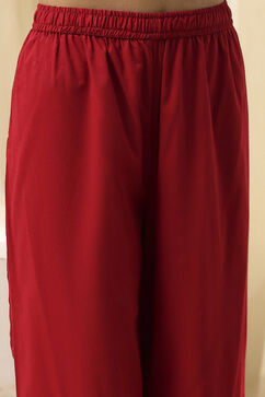 Red Cotton Foil Printed Kalidar Suit Set image number 2