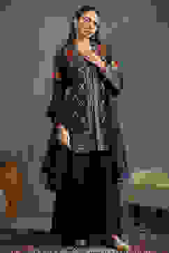 Rohit Bal Blue Silk Chanderi Floral Straight Suit Set image number 5